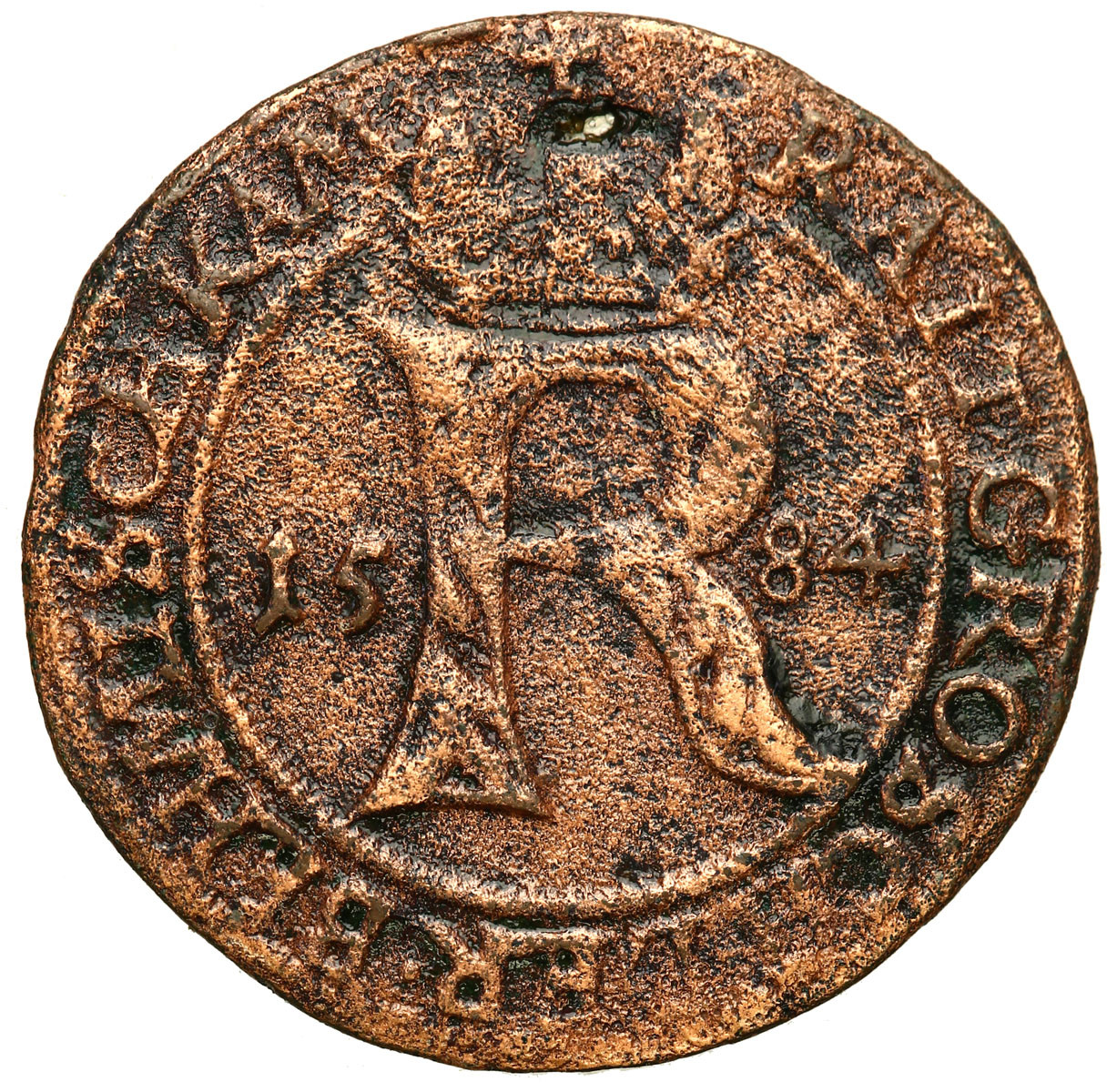 Czechy, Bohemia. Rudolf II (1579-1611). Grosz – żeton 1584, Kutná Hora (Kuttenburg)